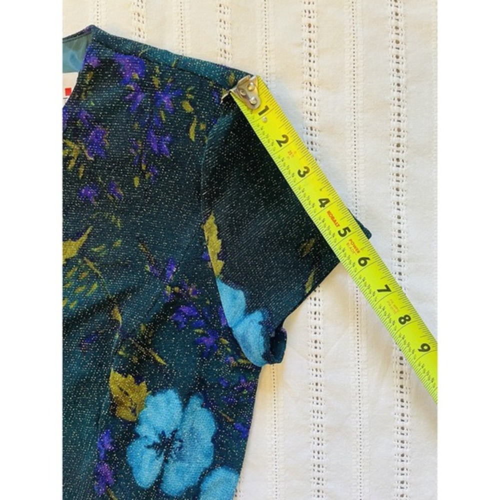 90's‎ Lurex Metallic Shimmer Floral Fitted Maxi Dress. Size 5/6. Front Slit. - Picture 8 of 11